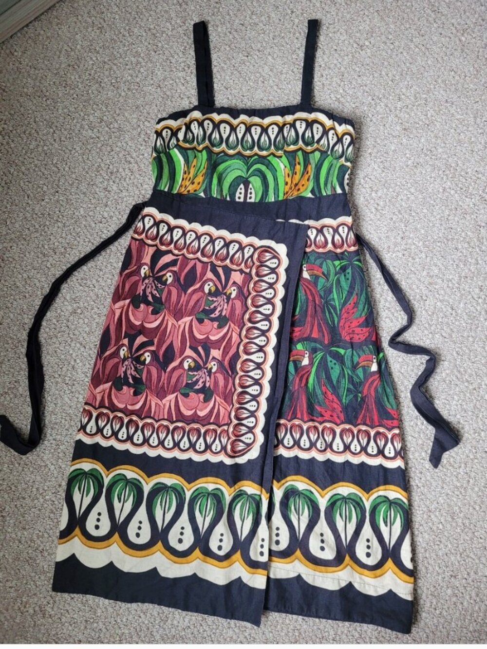 Farm Rio Tropical Print Midi Wrap Dress Linen Blend size XL - Picture 6 of 9